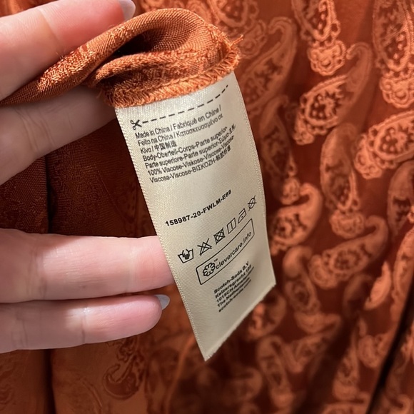 New Scotch & Soda Starwatcher Asymmetric Peplum Midi Dress Cinnamon Rust Size M - Picture 8 of 8